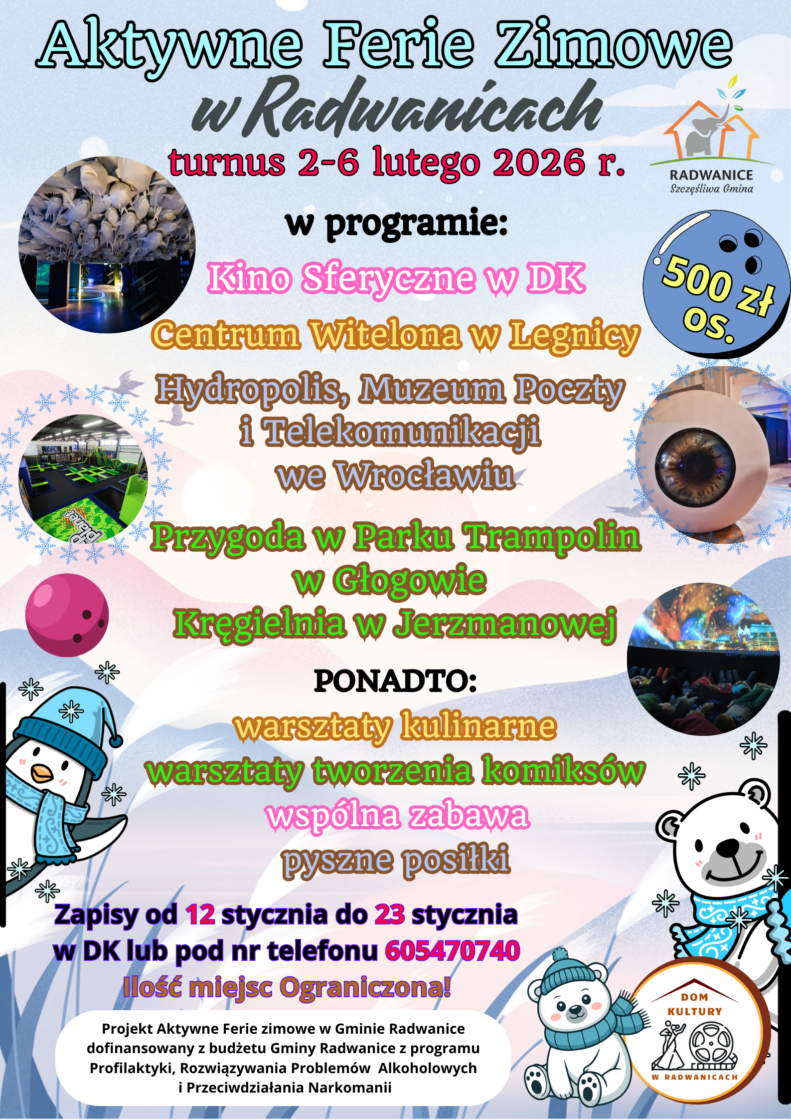 ❄️ FERIE ZIMOWE 2026 Z DOMEM KULTURY W RADWANICACH ❄️ - zdjęcie 2