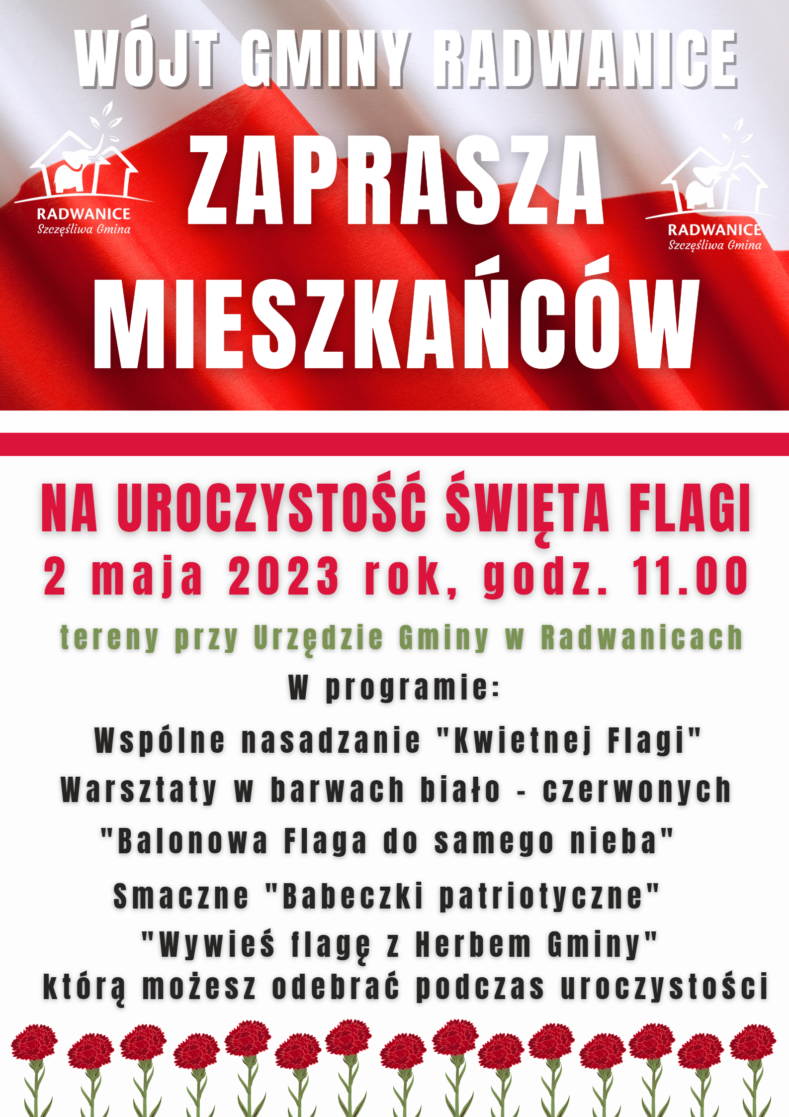 Wójt Gminy Radwanice zaprasza na uroczystość Święta Flagi - zdjęcie 1